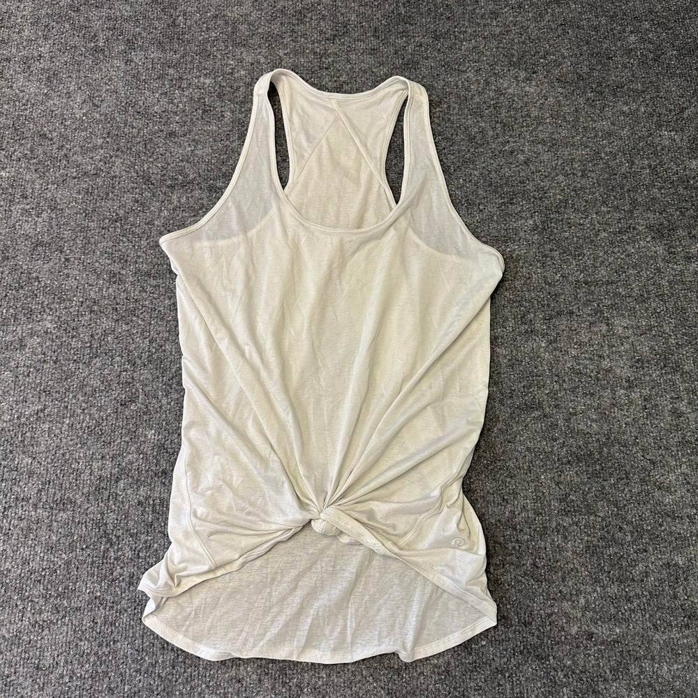 Lululemon Tank Top Womens Size 4 White Knot Front Crossover Back Athletic Yoga